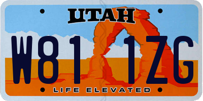 UT license plate W811ZG