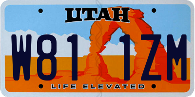 UT license plate W811ZM