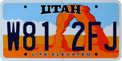 UT license plate W812FJ
