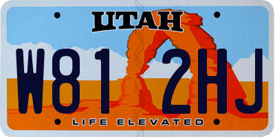 UT license plate W812HJ