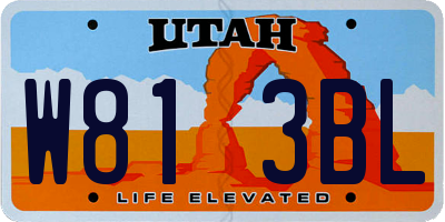 UT license plate W813BL