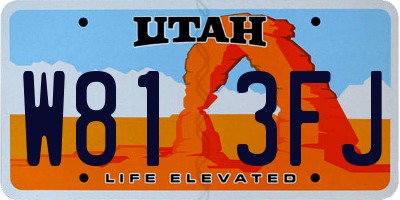 UT license plate W813FJ