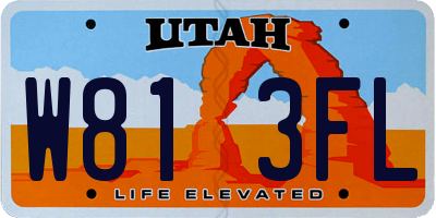 UT license plate W813FL