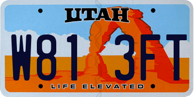 UT license plate W813FT