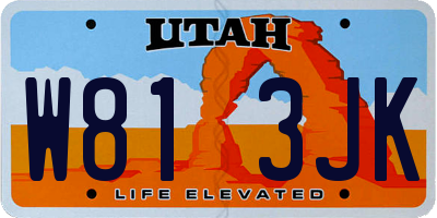 UT license plate W813JK