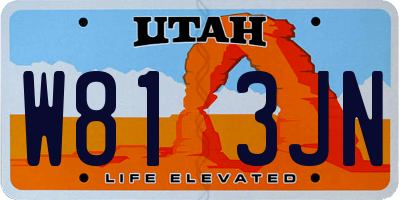 UT license plate W813JN