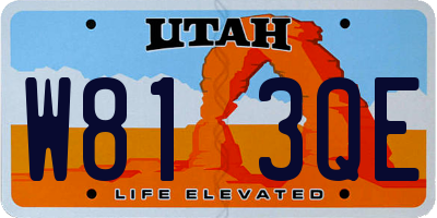 UT license plate W813QE