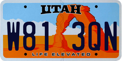 UT license plate W813QN