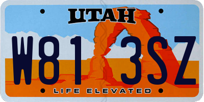 UT license plate W813SZ