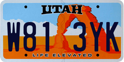 UT license plate W813YK