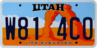 UT license plate W814CO