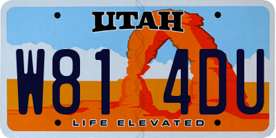 UT license plate W814DU