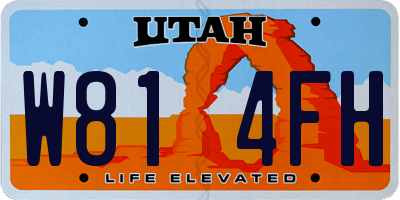 UT license plate W814FH