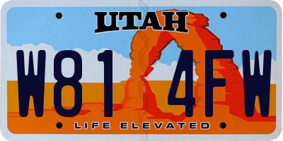 UT license plate W814FW