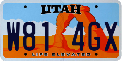UT license plate W814GX