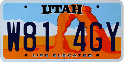 UT license plate W814GY