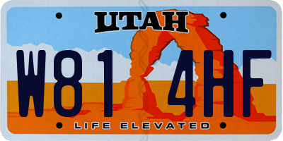 UT license plate W814HF