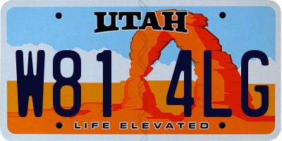 UT license plate W814LG