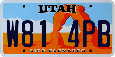 UT license plate W814PB