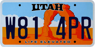 UT license plate W814PR