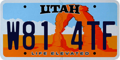 UT license plate W814TF