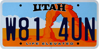 UT license plate W814UN