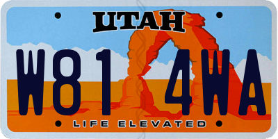 UT license plate W814WA