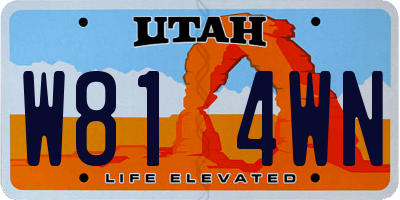 UT license plate W814WN