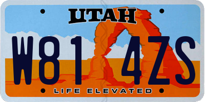 UT license plate W814ZS