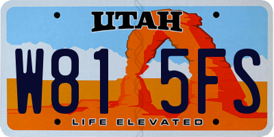 UT license plate W815FS