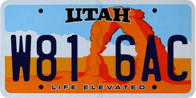 UT license plate W816AC