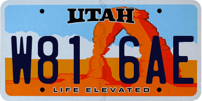 UT license plate W816AE