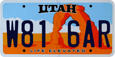 UT license plate W816AR