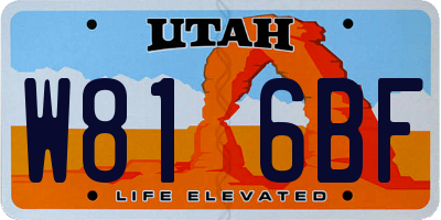 UT license plate W816BF