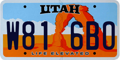 UT license plate W816BO