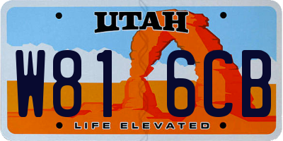 UT license plate W816CB