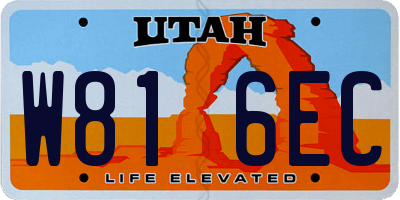 UT license plate W816EC