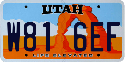 UT license plate W816EF