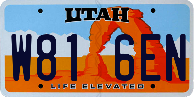 UT license plate W816EN
