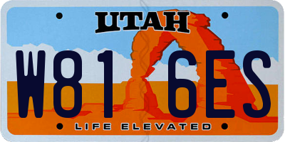 UT license plate W816ES