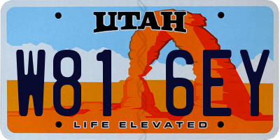 UT license plate W816EY