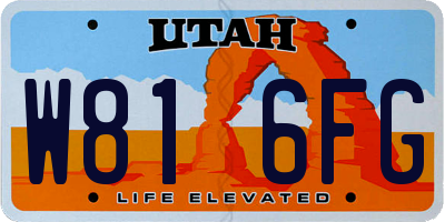 UT license plate W816FG