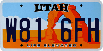 UT license plate W816FH