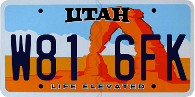 UT license plate W816FK
