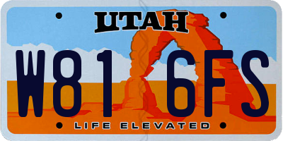 UT license plate W816FS