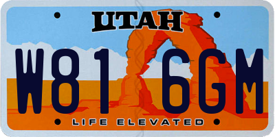 UT license plate W816GM