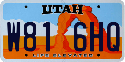 UT license plate W816HQ