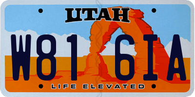 UT license plate W816IA