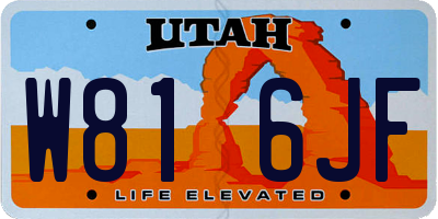 UT license plate W816JF