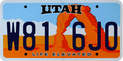 UT license plate W816JO